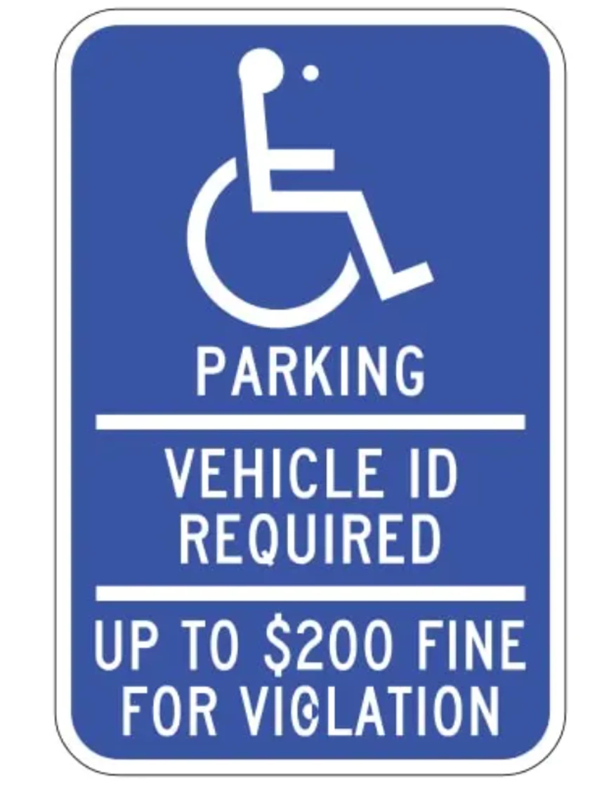12\" X 18\", Minnesota Handicap Symbol, Parking, Vehicle ID Required $50 to $300 Fine Sign