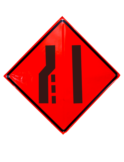 36\", Heavy Duty, Non-Reflective Roll Up Sign, Left Lane Ending Symbol