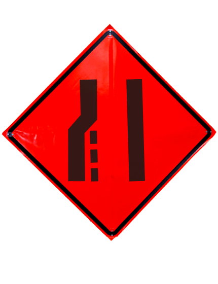 48\", Heavy Duty, Non-Reflective Roll Up Sign, Left Lane Ending Symbol