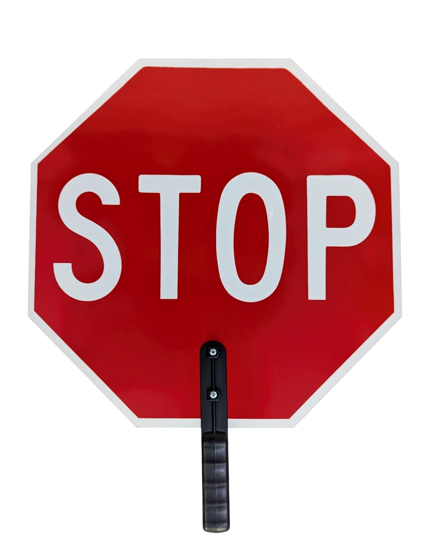 Heavy-Duty 18\" EG Reflective Stop/Slow Paddle w/ 9\" Polygrip Plastic Handle