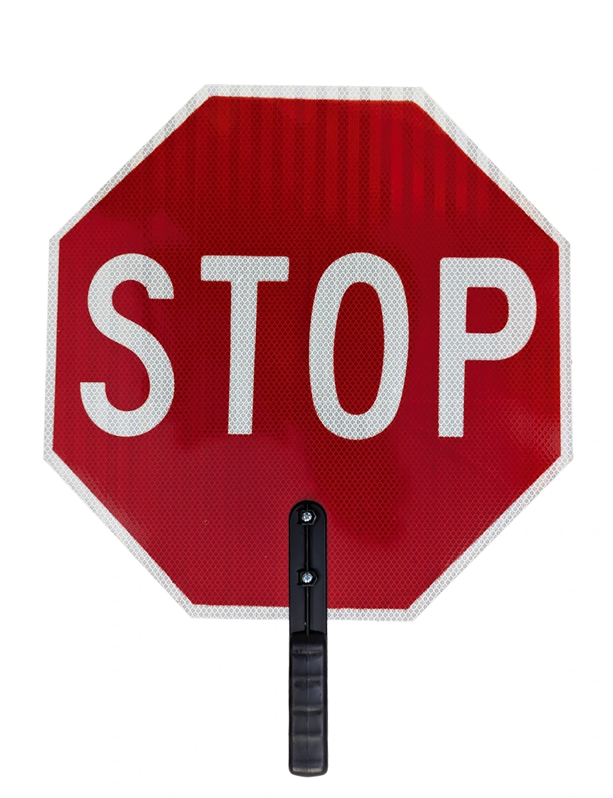 Heavy-Duty 18\" HI Reflective Stop/Slow Paddle w/ 9\" Polygrip Plastic Handle