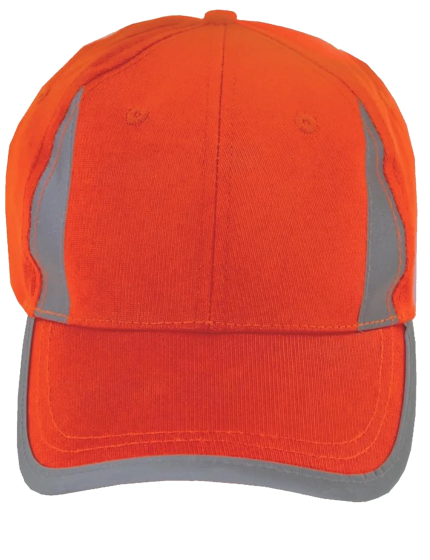 High Visibility Orange Baseball Cap with Reflective Trim