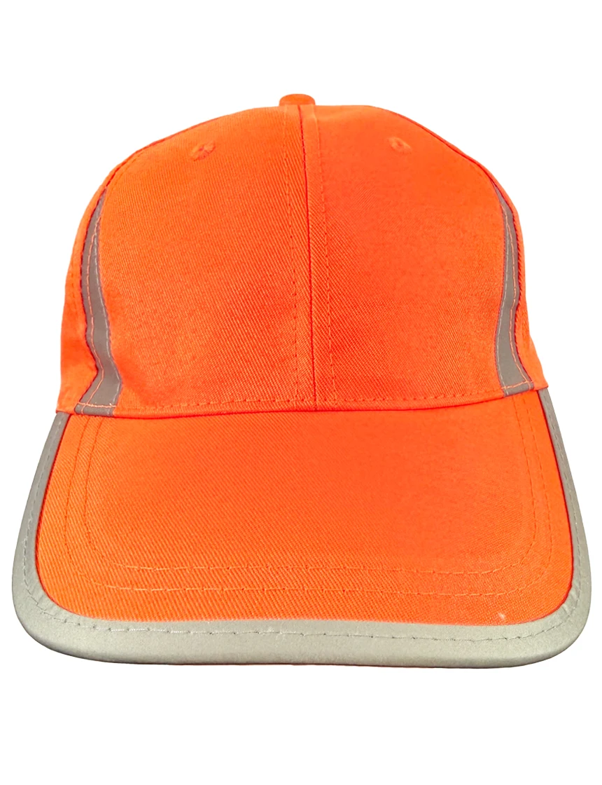 High Visibility Orange Baseball Cap with Reflective Trim