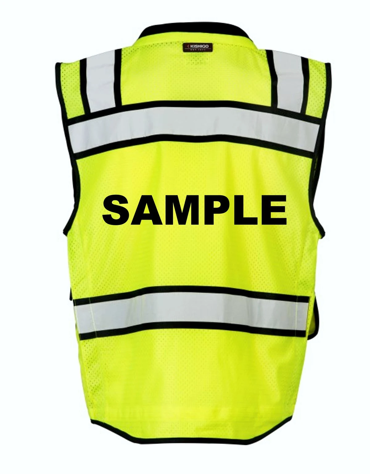 Kishigo Lime High Performance Class 2 Surveyors Vest, 2Xl w/ Custom Black Lettering