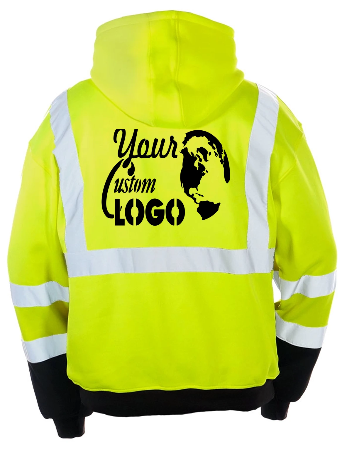 Lime, Class 3, Pullover Hoodie Sweatshirt w/Black Bottom, 5XL with Full Color Graphic