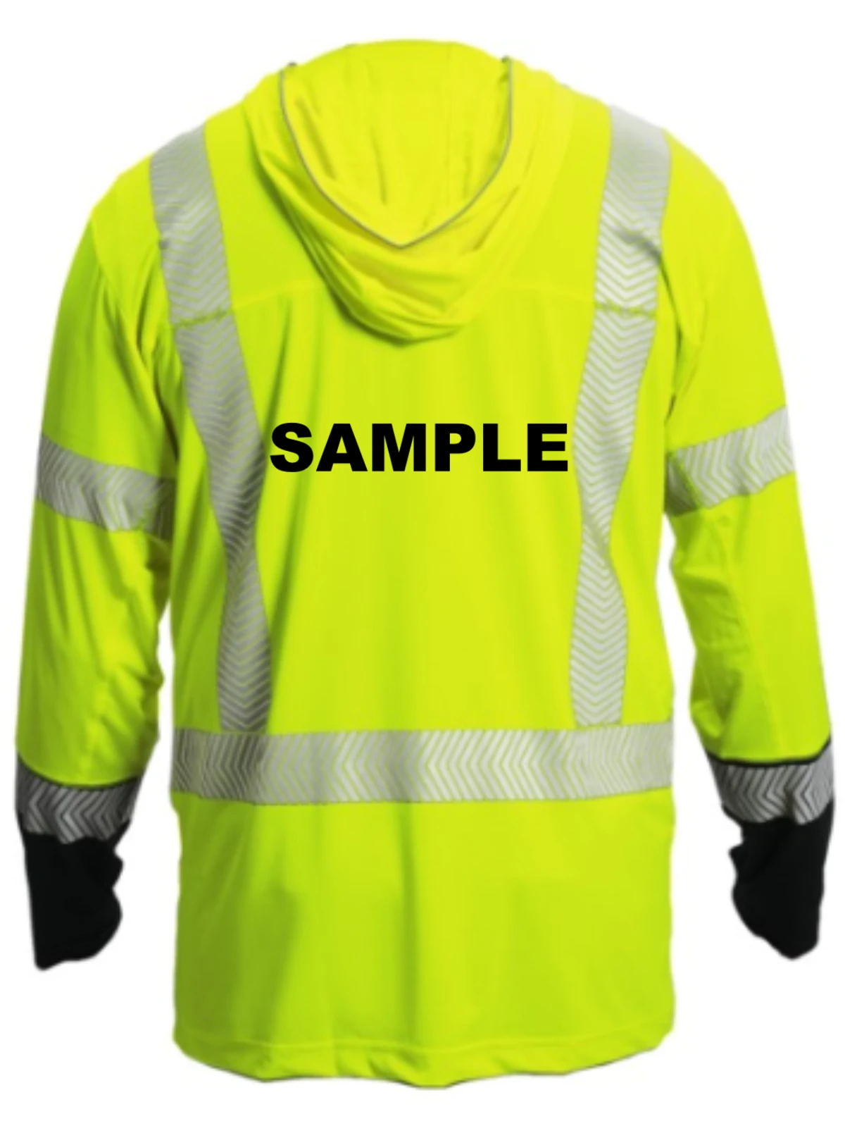 Kishigo, Lime Cool Touch Long Sleeve Hoodie T-Shirt, Large, Class 3, with Custom Black Lettering