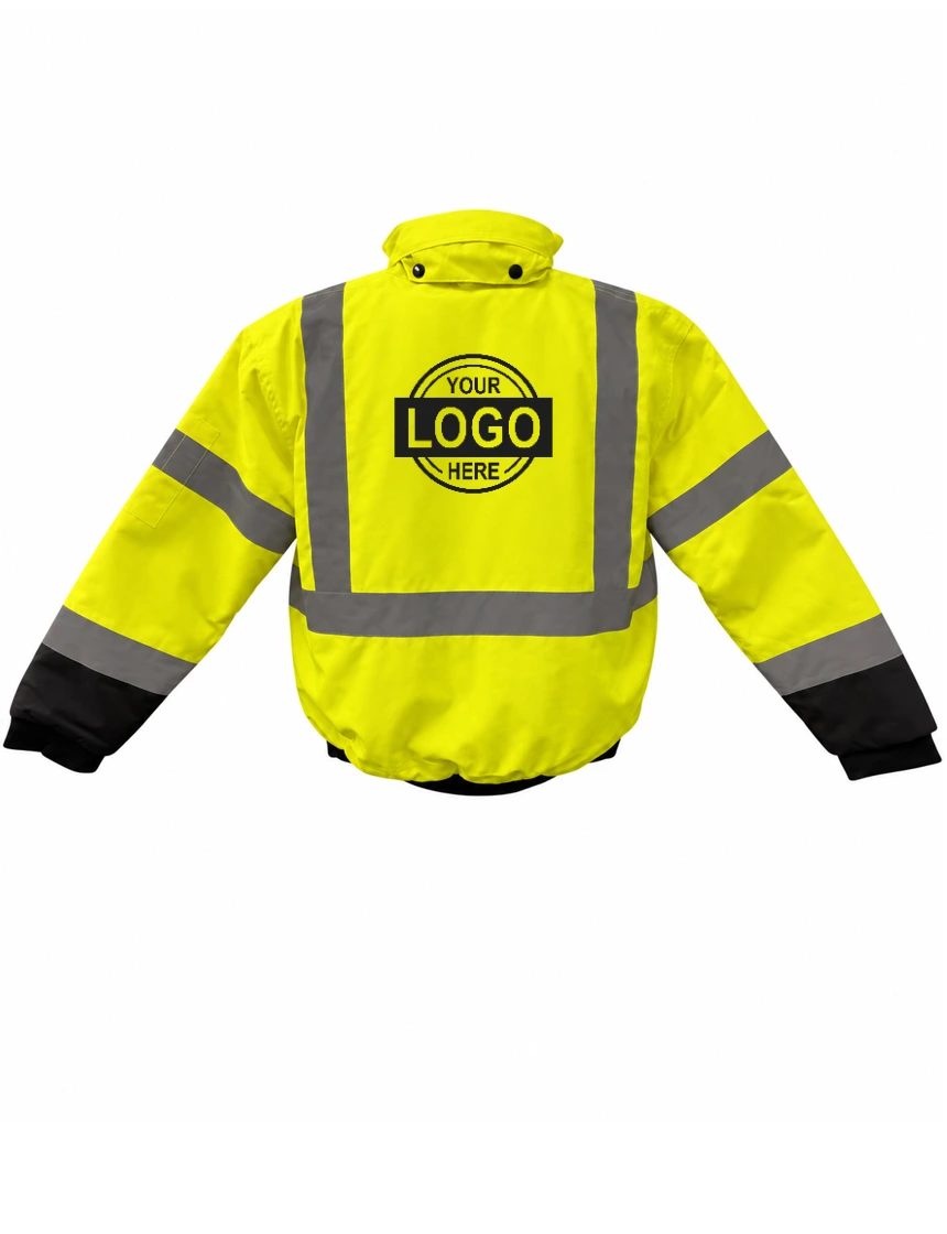 Liberty Safety, HiVizGard, Lime, Class 3 Waterproof Insulated Bomber Jacket, Size: XL with Custom Single Color Graphic