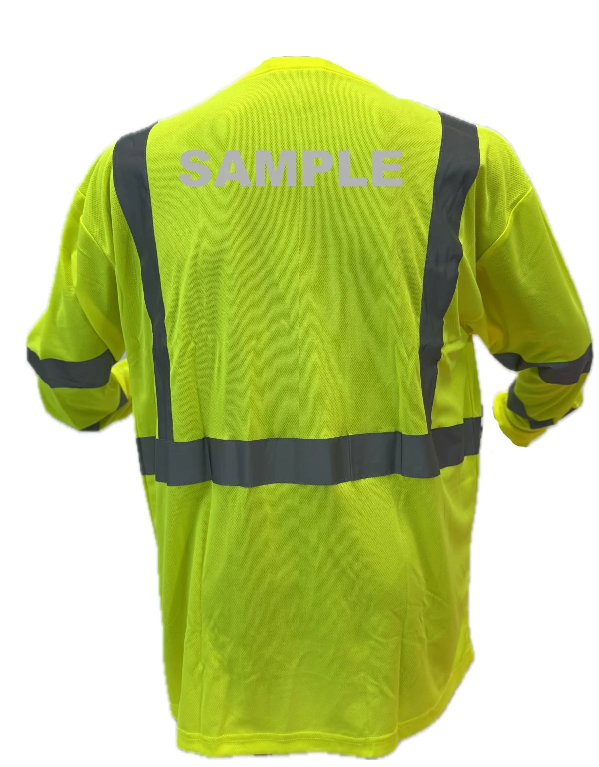 Liberty Safety Moisture Wicking Hi-Vis Long Sleeve T-Shirt, Class 3, 4XL w/Custom Reflective Lettering