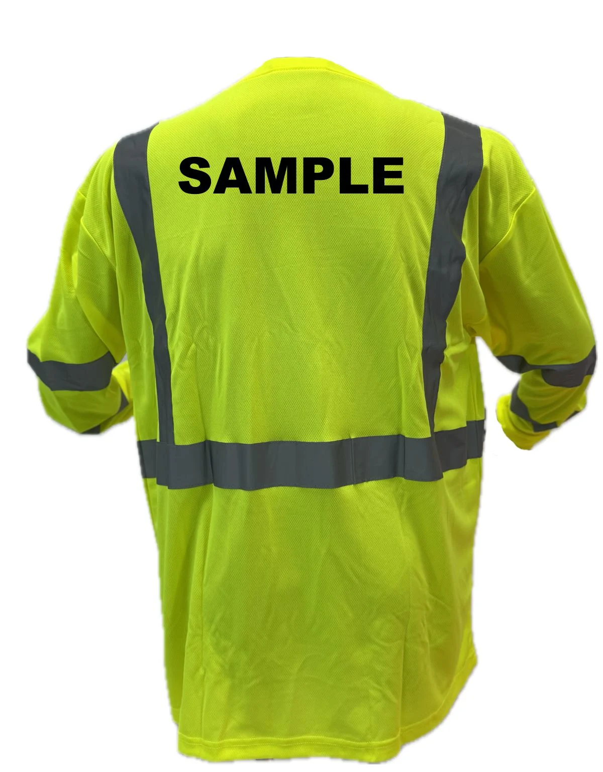 Liberty Safety Moisture Wicking Hi-Vis Long Sleeve T-Shirt, Class 3, Large w/Custom Black Lettering