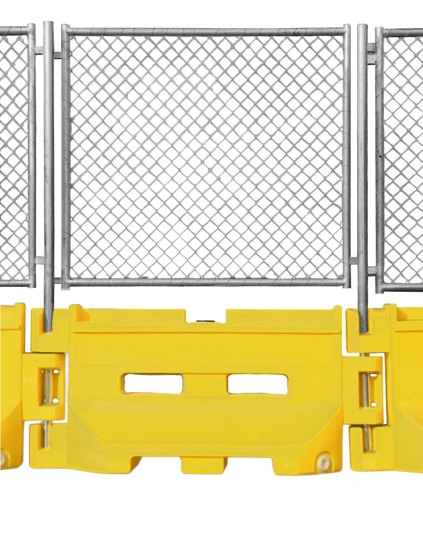 Yellow 36\" Construction Barricade w/ Onepro Fence Panel
