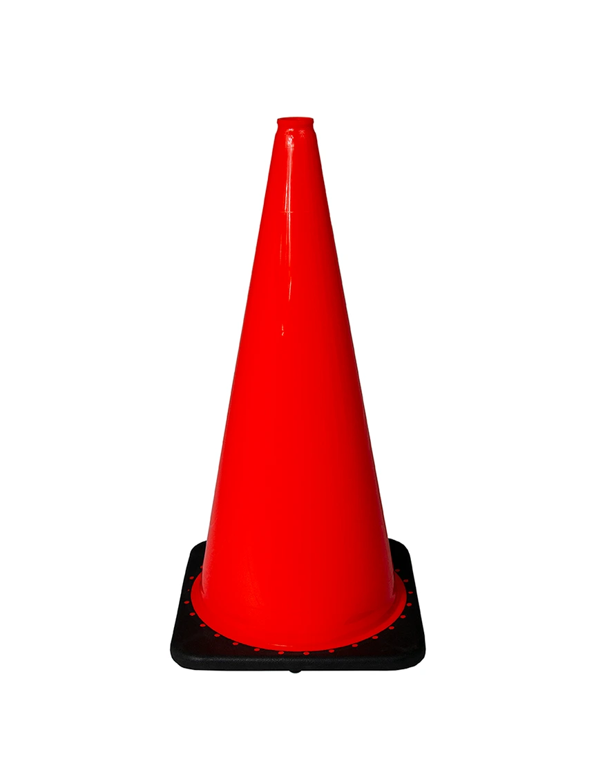 Orange 28\" 5.5 lbs JBC Black Base Traffic Cone w/ Full Color Graphic