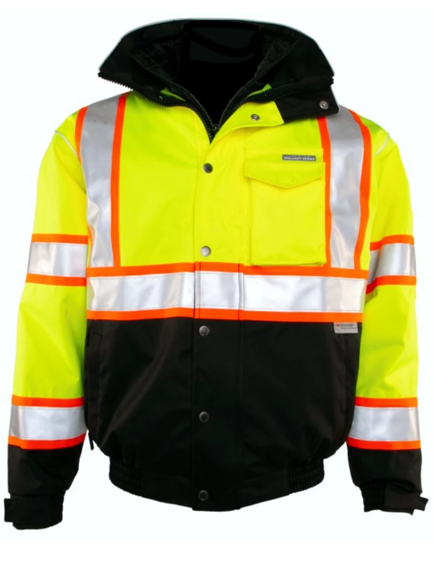 Kishigo, Premium Brilliant Series, Lime, Class 3 \"Bomber Jacket\", Size: 3XL