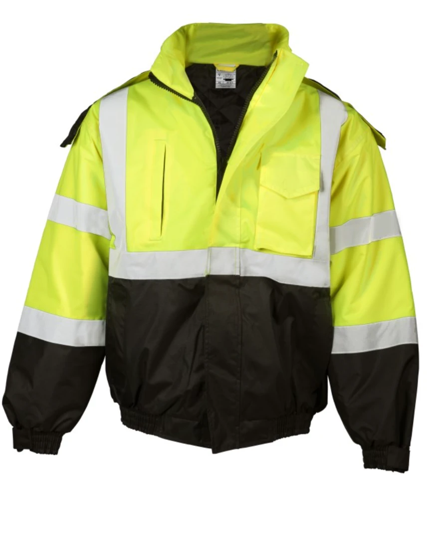 Kishigo Lime \u0026 Black, Class 3, \"Economy\" Bomber Jacket, Size: Large