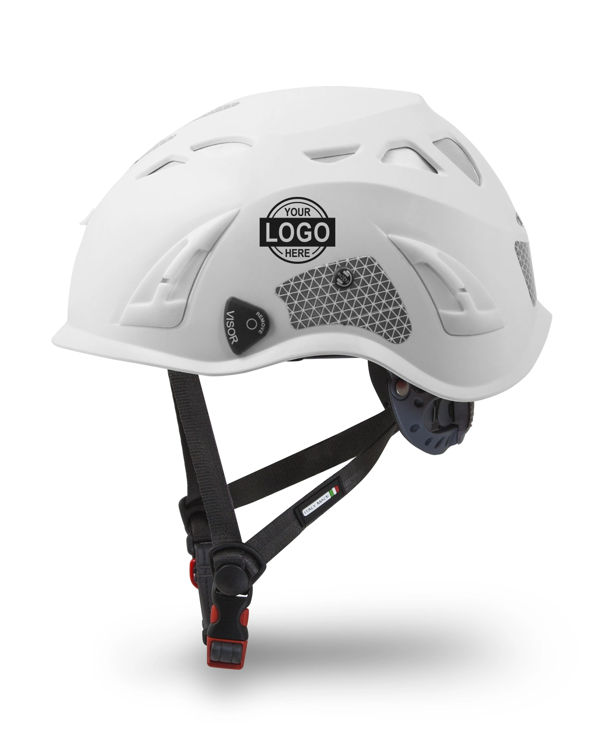 White Kask Superplasma HD Hi-Viz Safety Helmet w/ Single Color Graphic | ANSI Z89.1 Type I, Class C, HT-LT