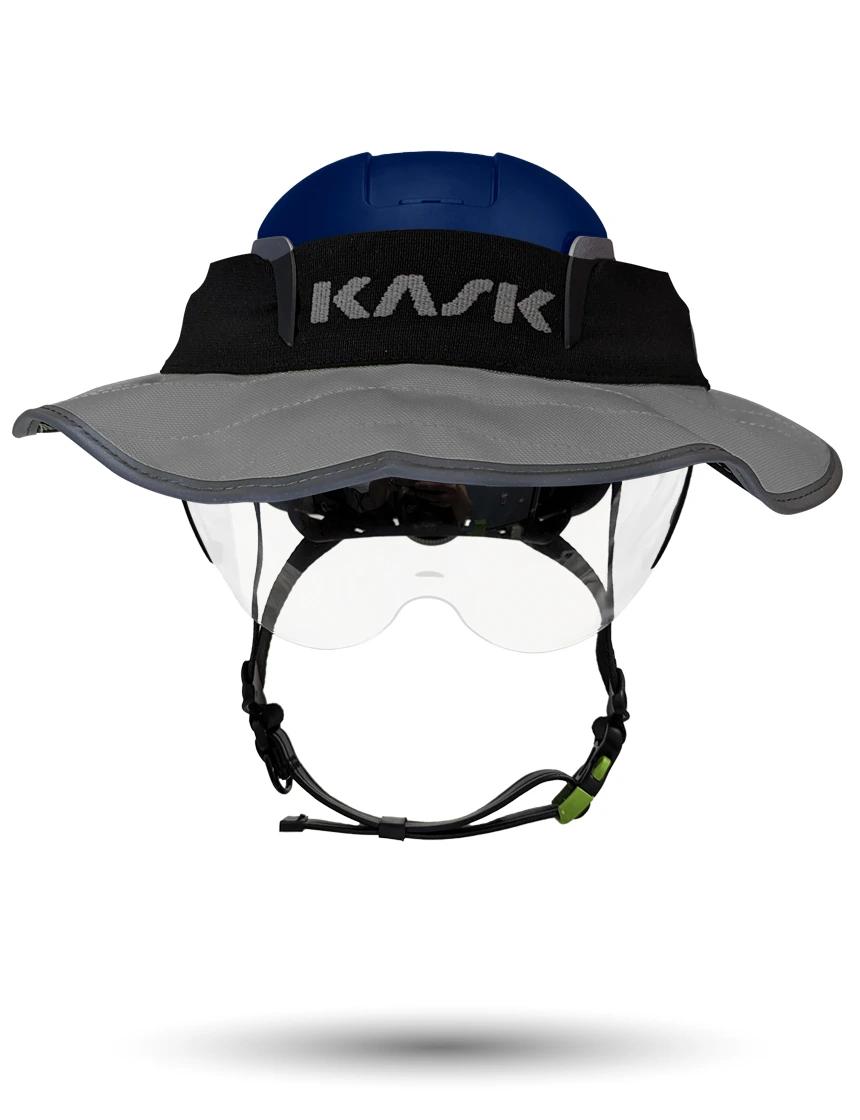 Blue Kask Zenith X2 ANSI Class E Safety Helmet w/ Half-Face Visor Kit (Clear) \u0026 360-Degree Sun Shield (Anthracite Gray)