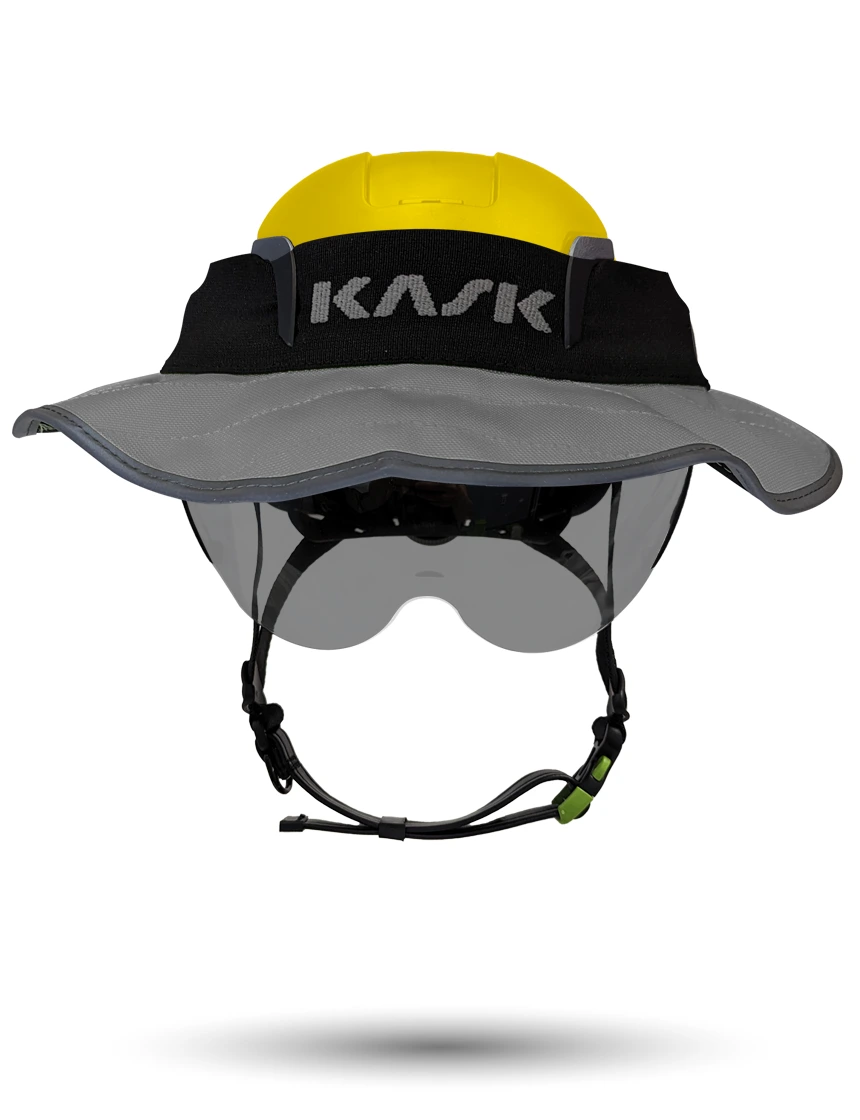 Yellow Kask Zenith X2 ANSI Class E Safety Helmet w/ Half-Face Visor Kit (Smoke) \u0026 360-Degree Sun Shield (Anthracite Gray)