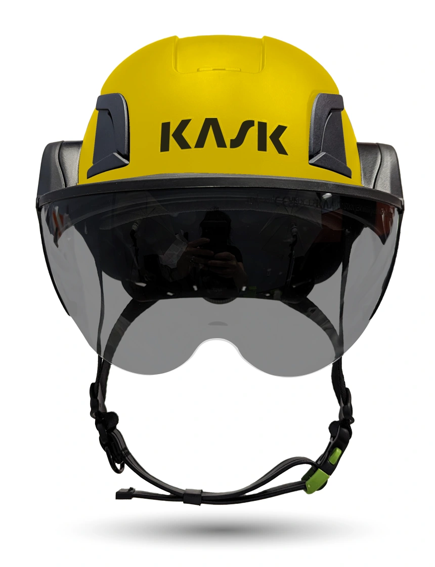 Yellow Kask Zenith X2 ANSI Class E Safety Helmet w/ Half Face Visor Kit (Smoke)