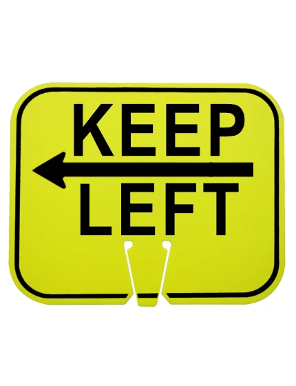 Keep Left w/ Arrow Clip On Sign Lime Non Reflective Horizontal
