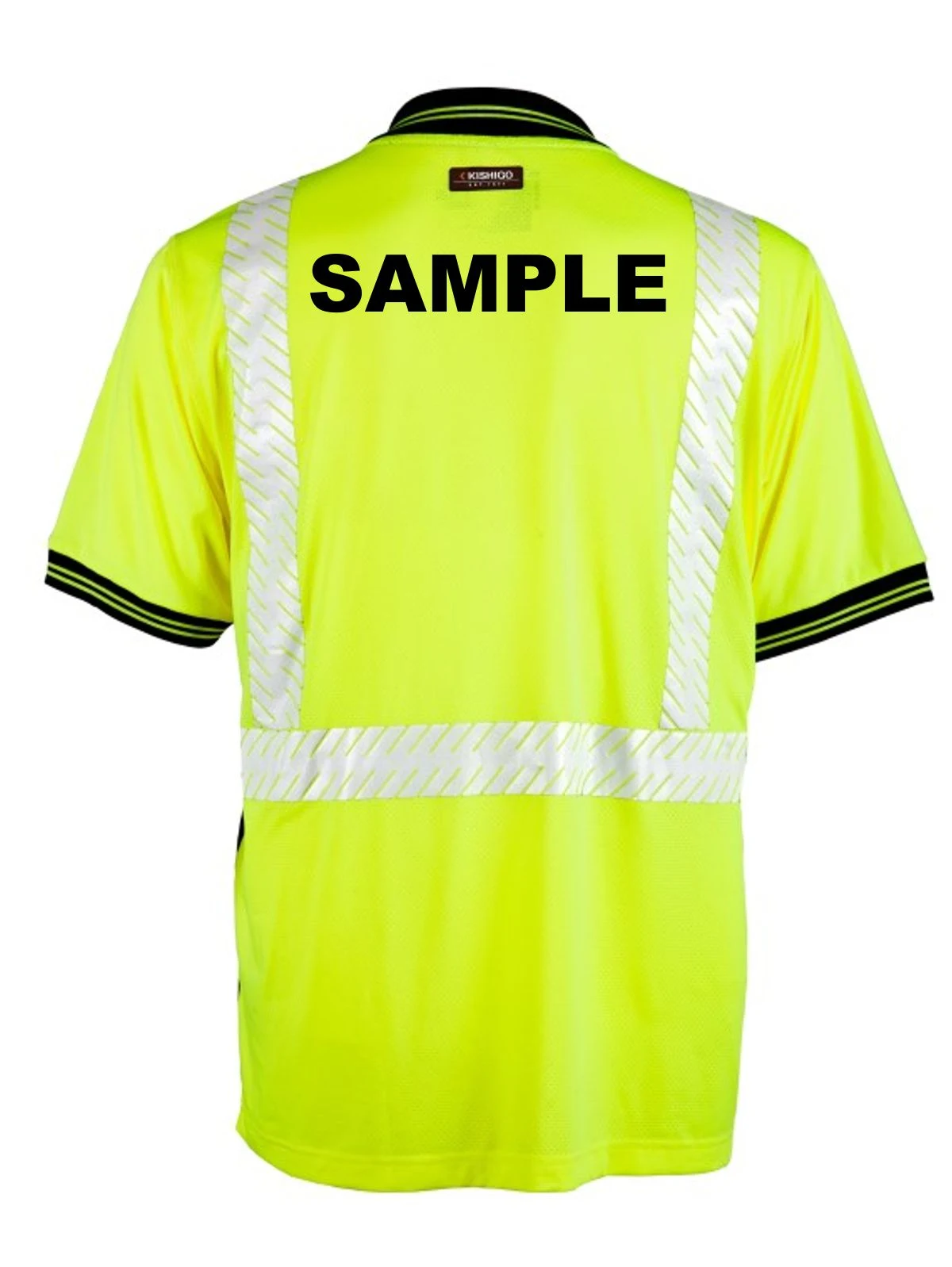 kishigo premium black series high performance class 2 polo shirt custom black text large