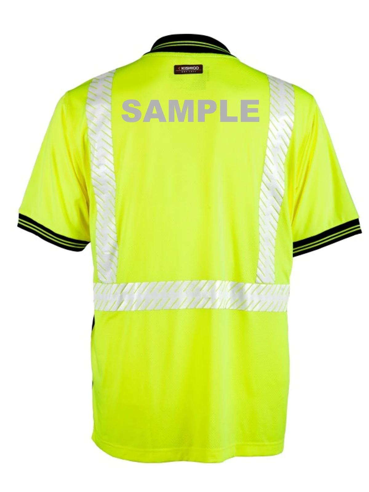kishigo premium black series high performance class 2 polo shirt custom reflective text large