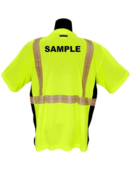 kishigo premium hi vis t shirt class 2 lime custom black text 5xl