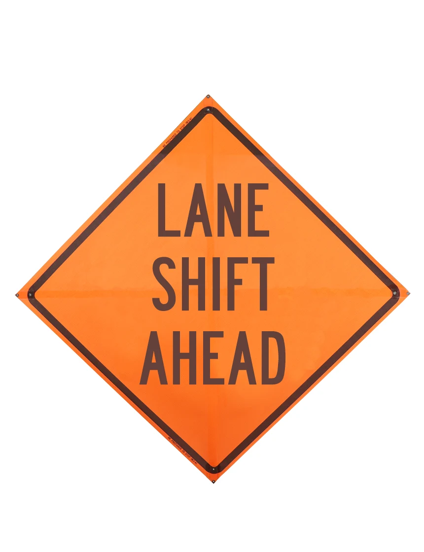 Lane Shift Ahead Sign Sewn Pockets Mesh 48\" X 48\"