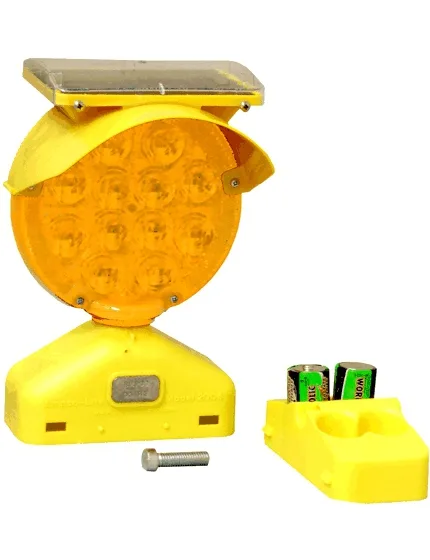 Economy Solar Assist Type B Flasher, Yellow w/ Two D-Cell Batteries