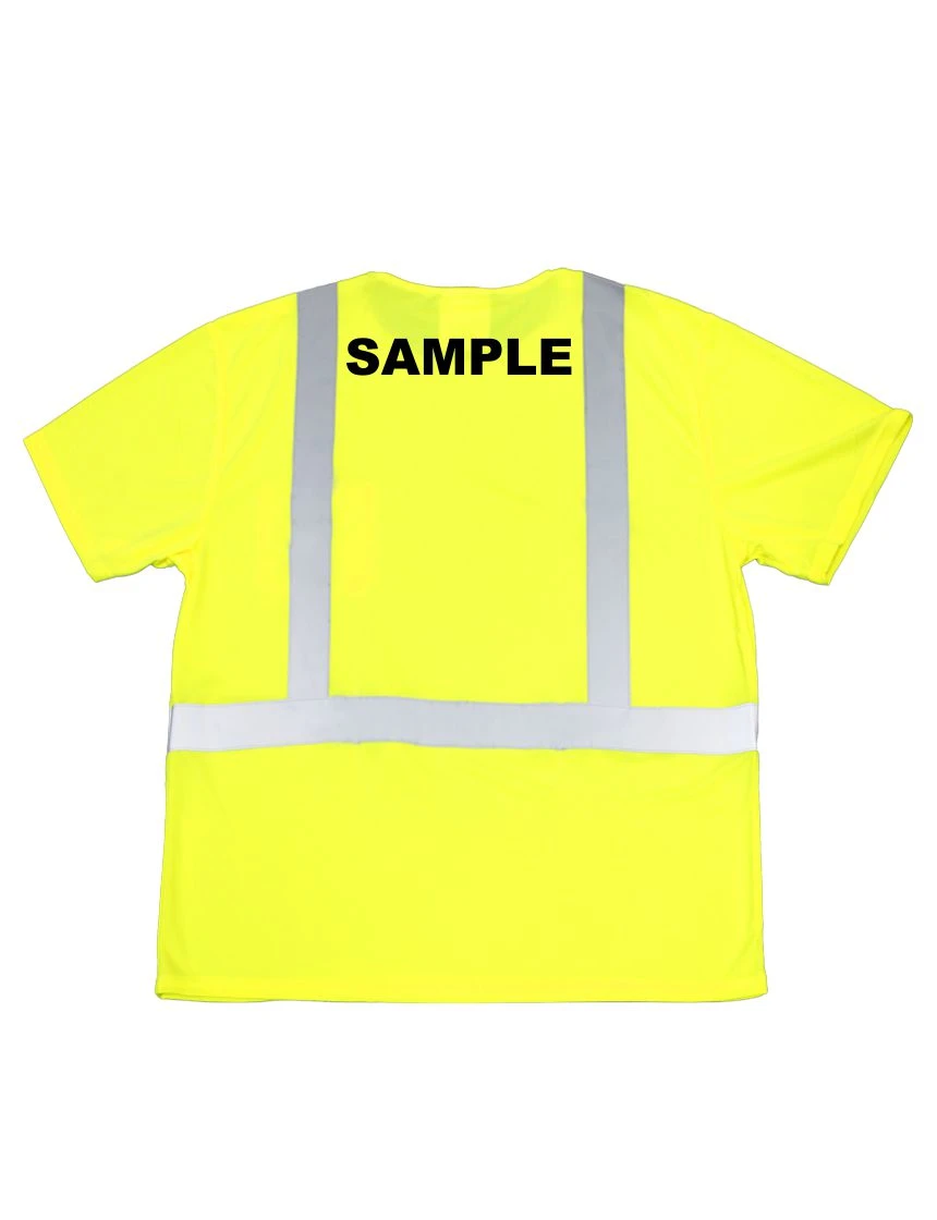 liberty safety moisture wicking hi vis t shirt class 2 custom black text xl