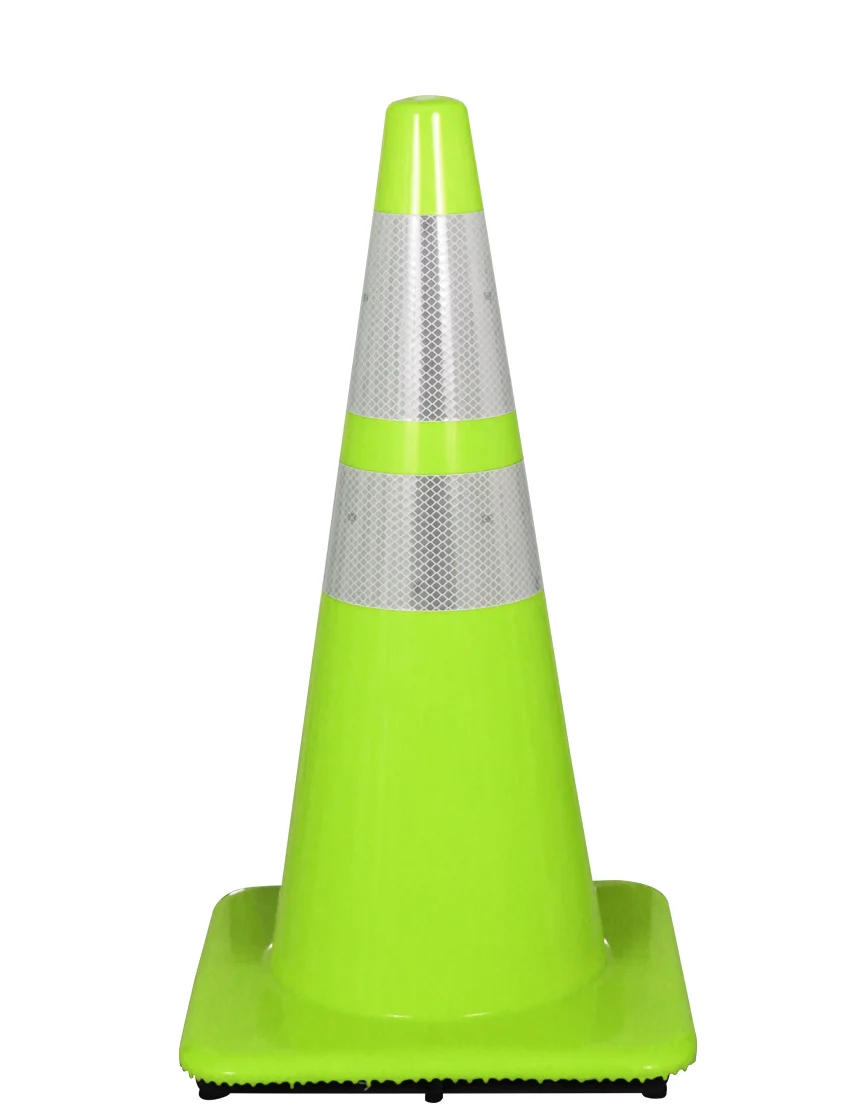 lime 28 inch traffic cones w 2 reflective collars no customization