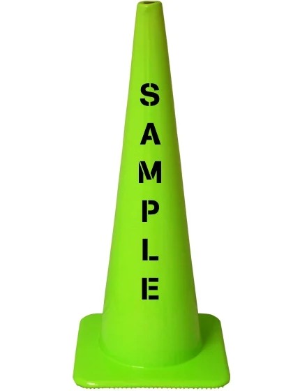 Lime 36\" Traffic Cone with Double Sided Custom Lettering