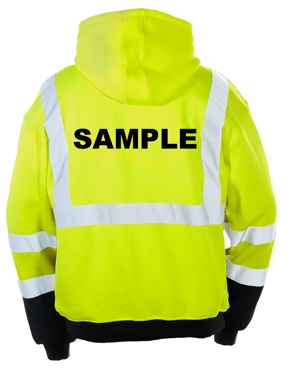 Lime, Class 3, Pullover Hoodie Sweatshirt w/Black Bottom, 2XL w/Black Custom Lettering