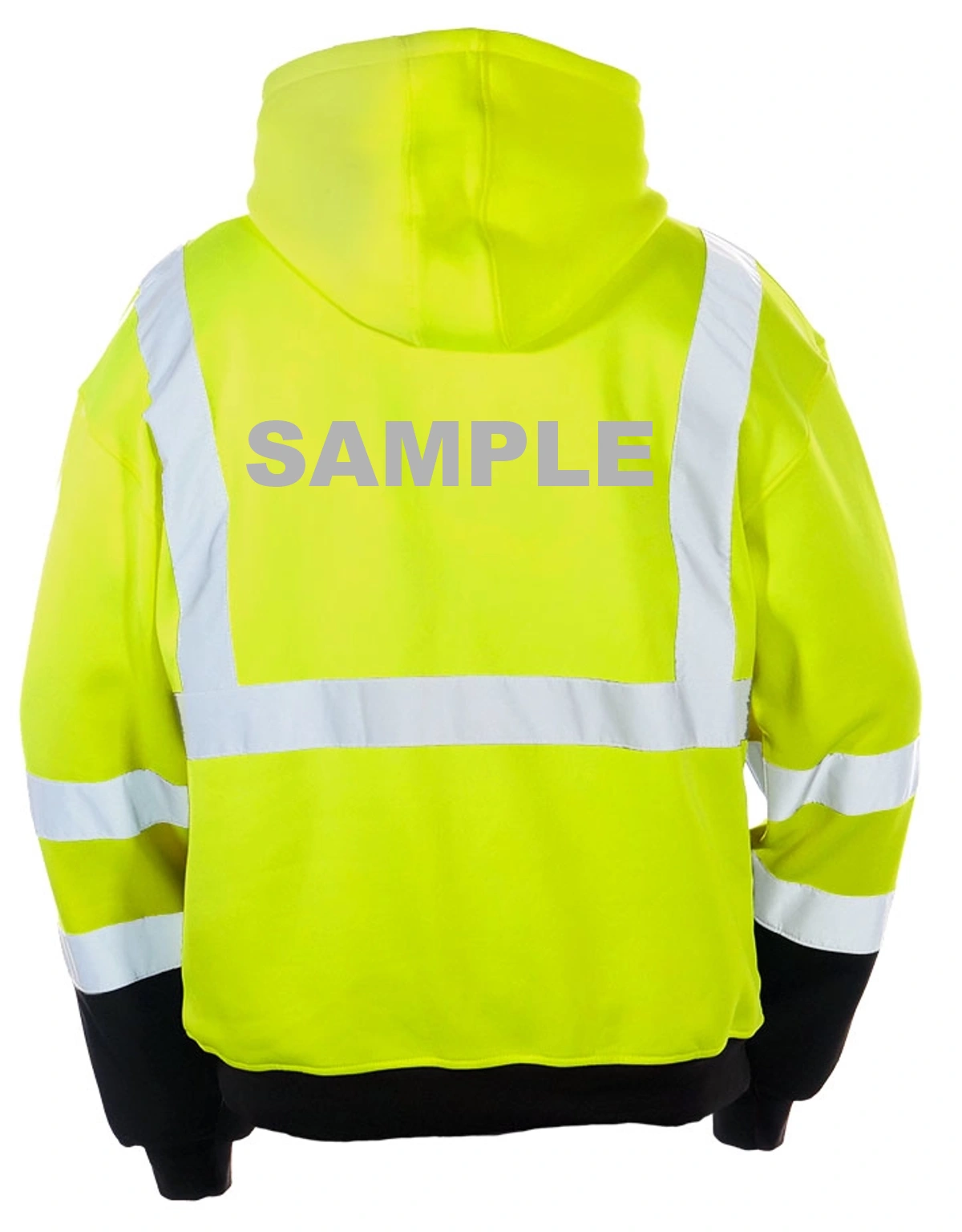 Lime, Class 3, Pullover Hoodie Sweatshirt w/Black Bottom, 4Xl w/Reflective Custom Lettering
