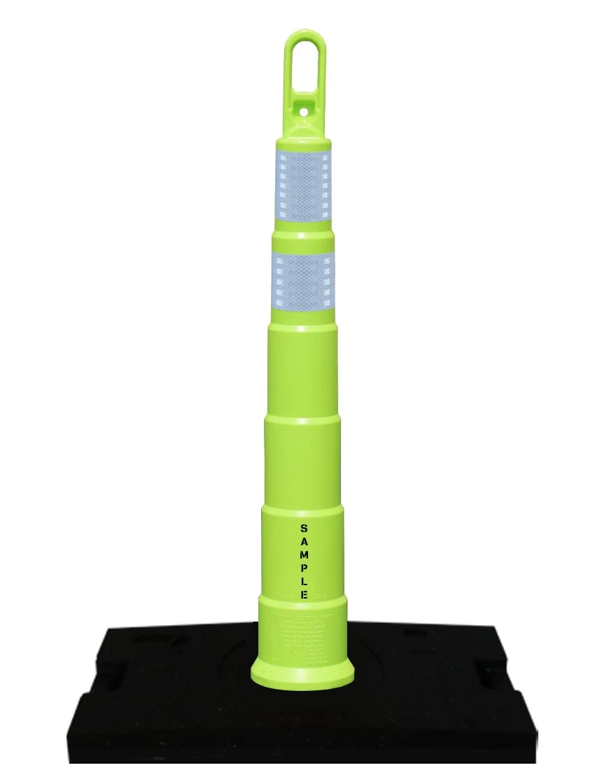 42\" TrafFix Lime Looper Cone w/ 6\" \u0026 4\" HI Ref Collars, 30lbs Base \u0026 Custom Lettering