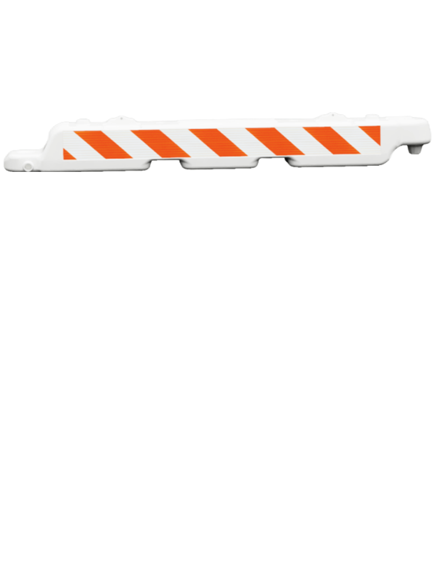 Lo-Pro Airport Barricade, 10\"W x 10\"H x 96\"L, White, High Intensity (HI) Orange \u0026 White Reflective Sheeting