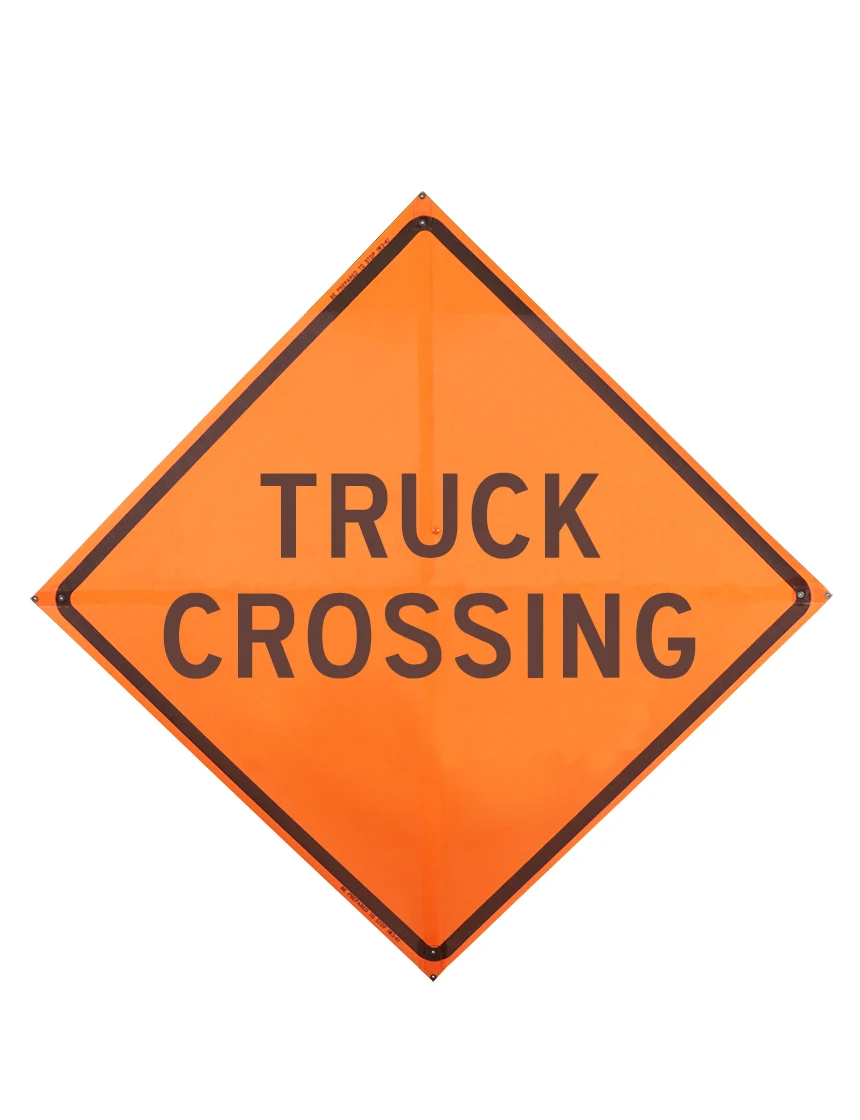 Truck crossing sign sewn pockets Mesh 36 inch x 36 inch