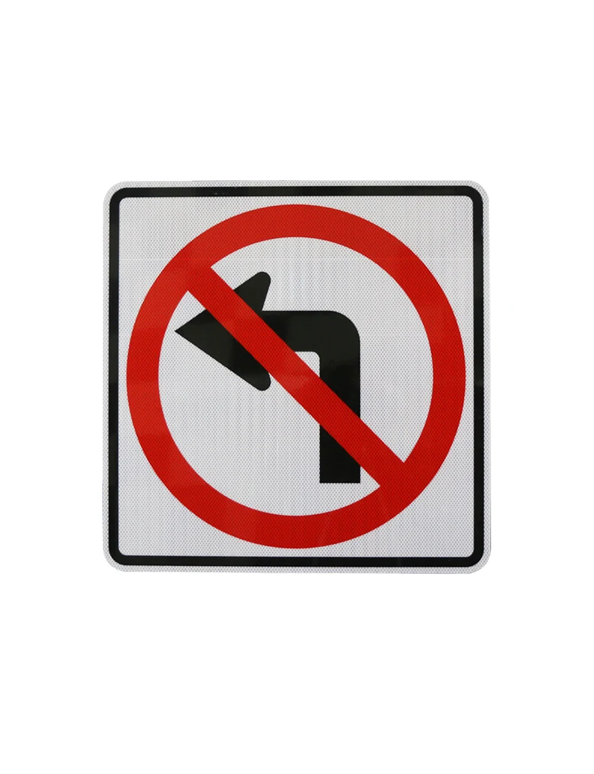 No Left Turn Symbol Signs R3 2 24\" X 24\" Solid 080 Gauge Aluminum