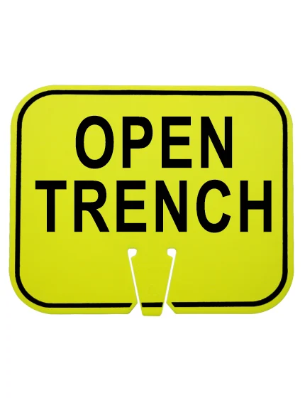open trench clip on sign lime non reflective horizontal