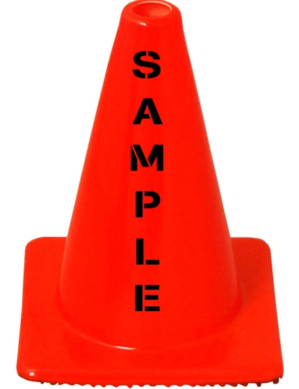 Orange 12\" Lakeside Plastics Traffic Cone, Solid Orange | Double Sided Custom Lettering
