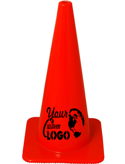 Orange 28\" Lakeside Plastics Traffic Cone, 7 lbs Solid Orange | Full Color Graphic