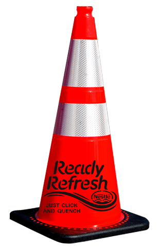 Orange 28\" 7 lbs JBC Black Base Traffic Cone 6\" \u0026 4\" Reflective Collars \u0026 Nestle Waters Custom Logo