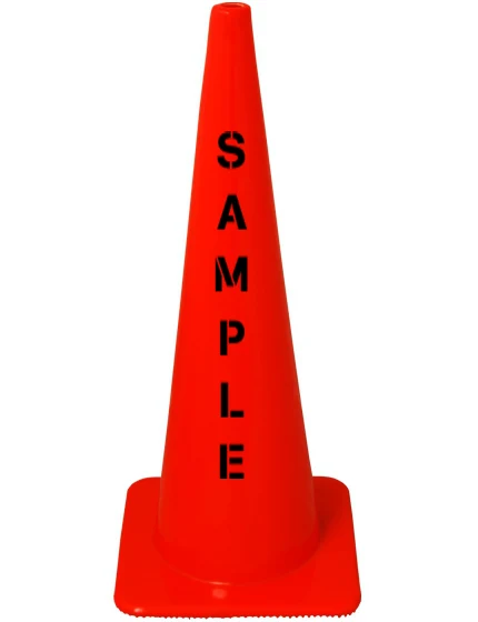 Orange 36\" Traffic Cone with Double Sided Custom Lettering