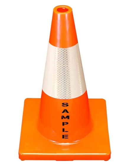 Orange Economy 18\" Cone with 6\" Reflective Collar and Custom Lettering