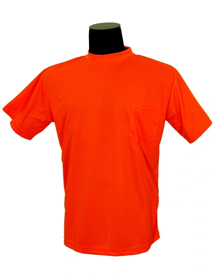 Orange, High Visibility, Microfiber Polyester T-Shirt, Large w/ Full Color Graphic
