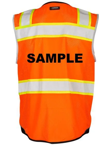 Orange Mesh, Premium Black Bottom Class 2 Vest, 3Xl w/ Black Custom Lettering