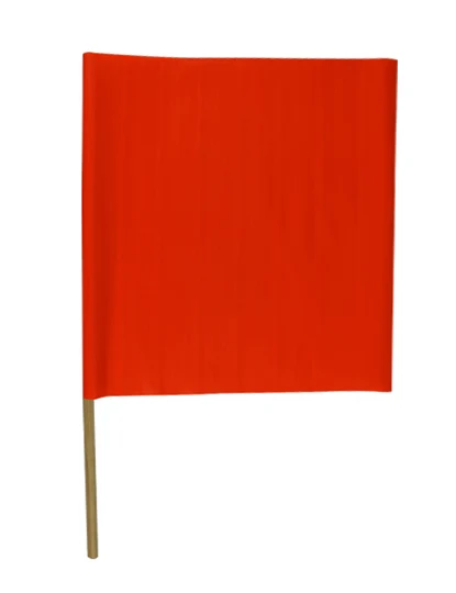 24\" Orange Vinyl Warning Flag w/ 36\" Wooden Dowel Handle