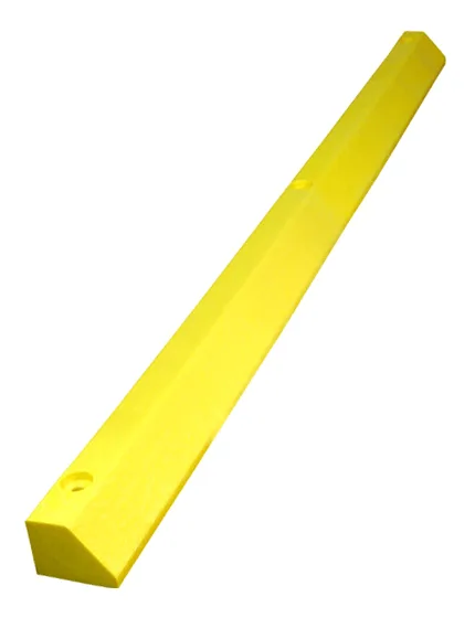 6\u0027 Yellow, Economy Solid Recycled Plastic Parking Block w/14\" Galvanized Rebar Steel Spikes