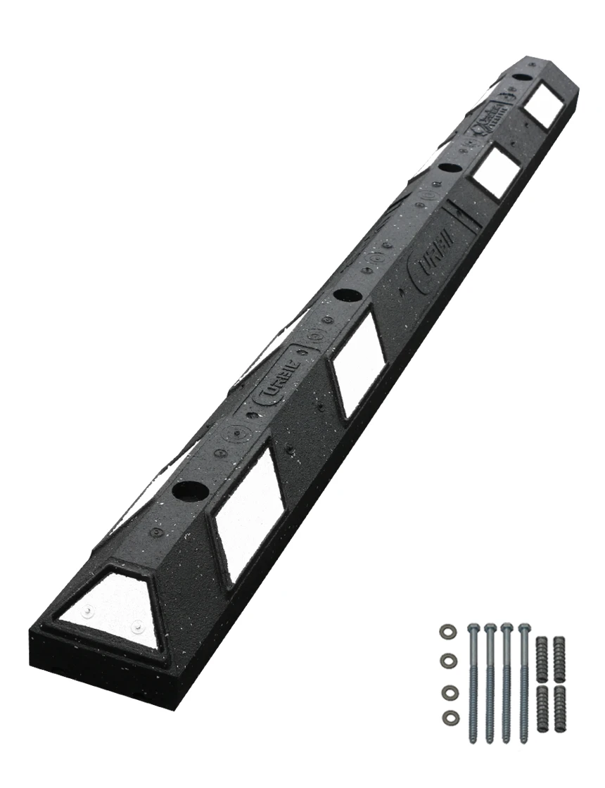 6\u0027 Black \u0026 White Clearline Recycled Rubber Parking Block with Lag Bolts \u0026 Anchors