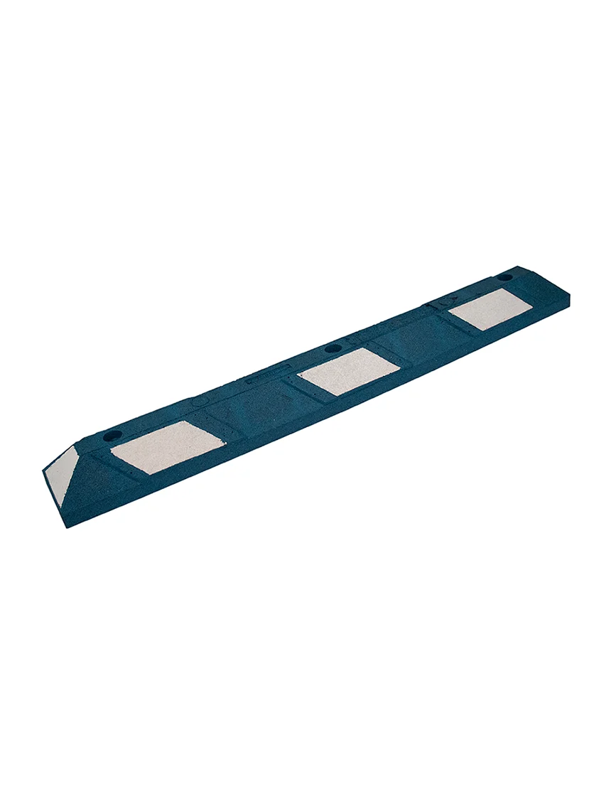 4\u0027 Recycled Rubber Parking Block w/Blue Reflective Tape \u0026 LDT Fasteners for Concrete