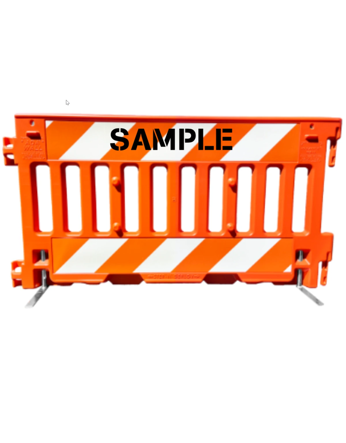Orange, Pedestrian Wall Barricade w/ T-Legs (72\" L x 3\" W x 38\" H) with Engineer Grade (EG) Sheeting on Top \u0026 Bottom on Both Sides \u0026 Custom Lettering