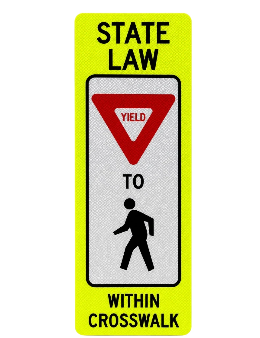 12\" x 36\", Aluminum, Diamond Grade Reflective, YIELD to Pedestrian Within Crosswalk Sign, R1-6